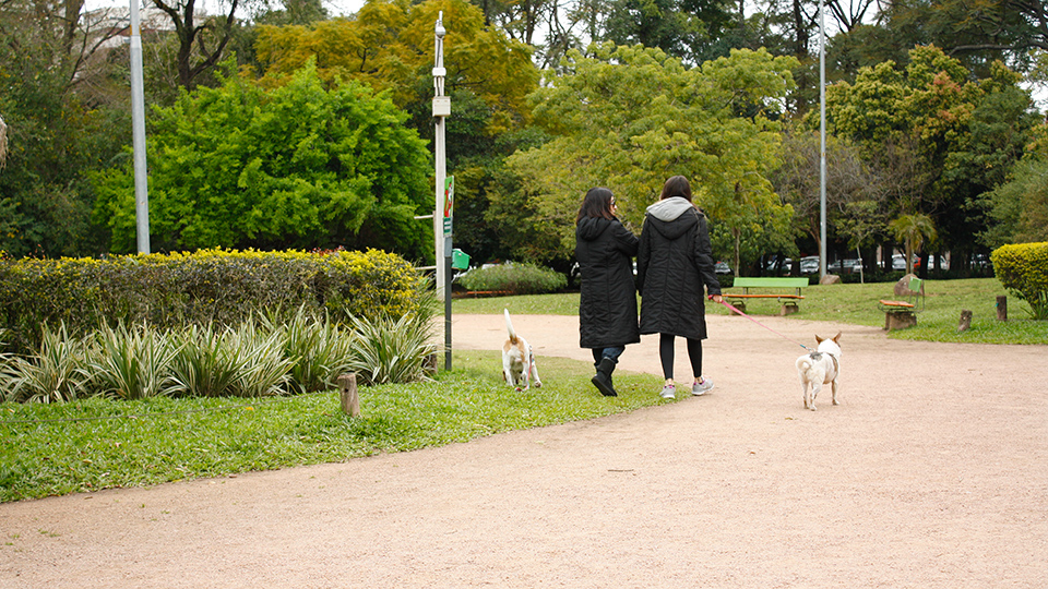 Pessoas caminhando no Parcão